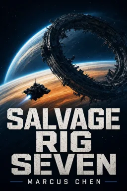 Science fiction book cover with explorer and planetary horizon
