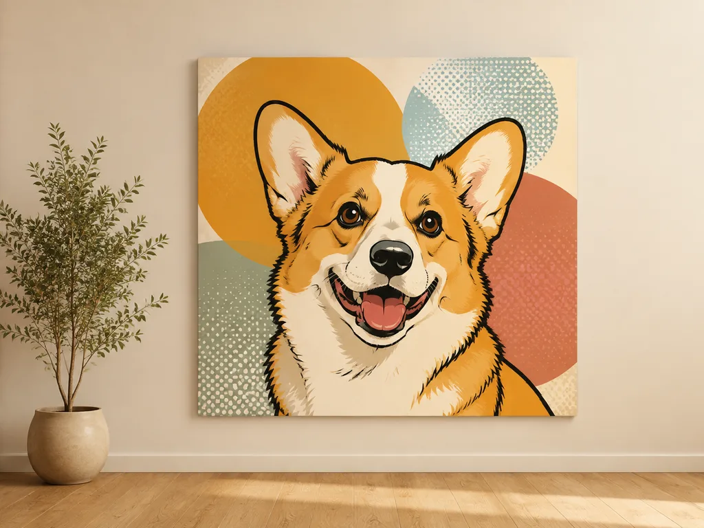 Ein Katzenporträt im kräftigen Pop-Art-Stil