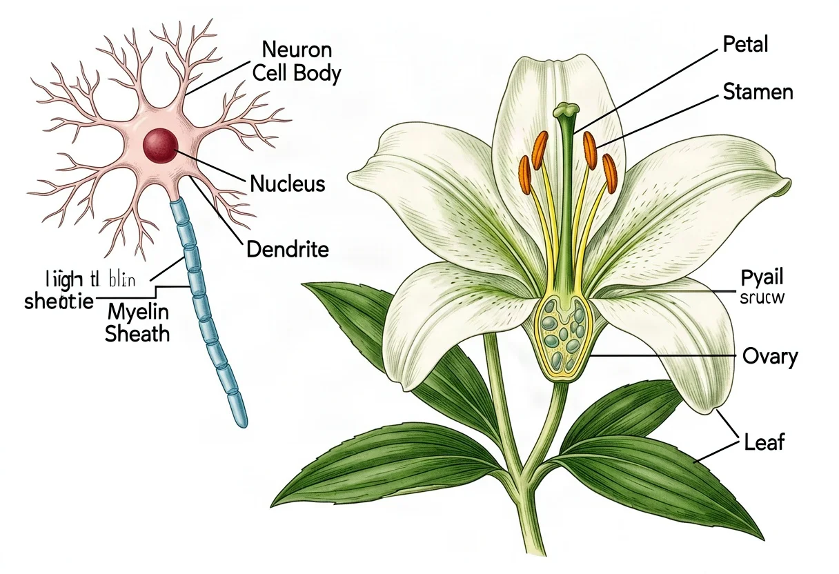 A labeled botanical illustration — the kind of accurate, labeled visual scientific illustration produces