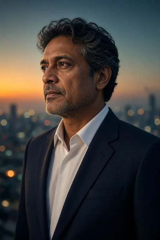 Cinematic · South Asian man, 50s