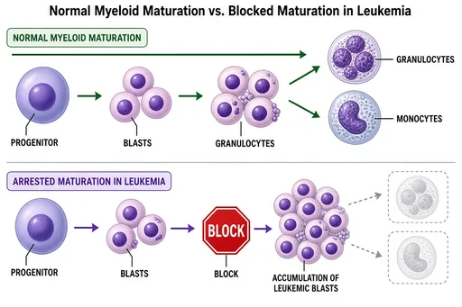 Myeloid differentiation block