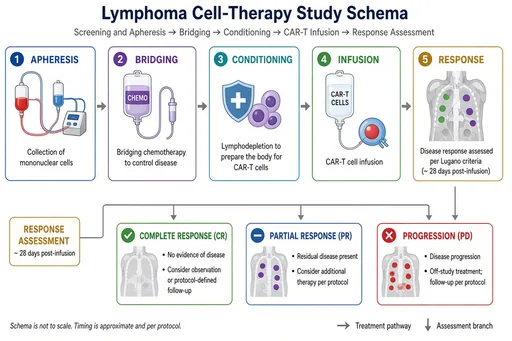 Trial schema for a cell therapy