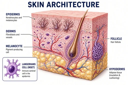 Skin layers and resident cells