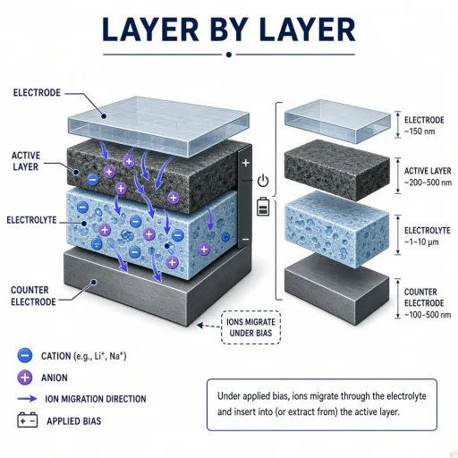 Layered energy device cross-section