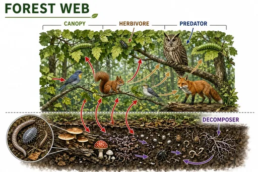 Temperate forest food web