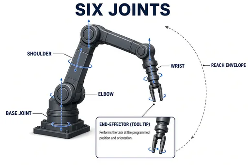 Six-degree-of-freedom robot arm