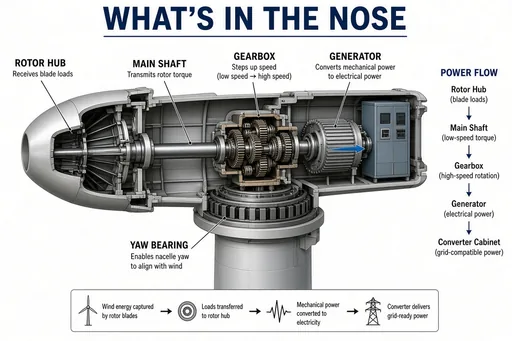 Wind turbine nacelle cutaway