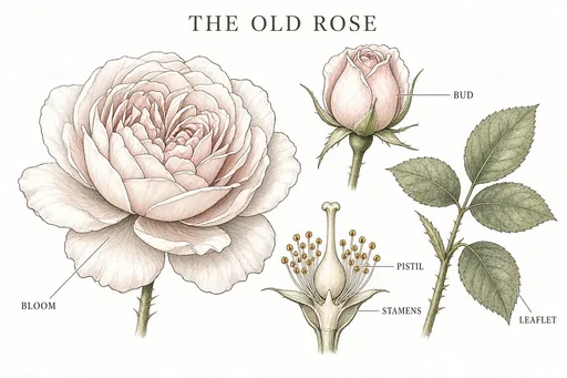 Heritage rose plate — wide edition