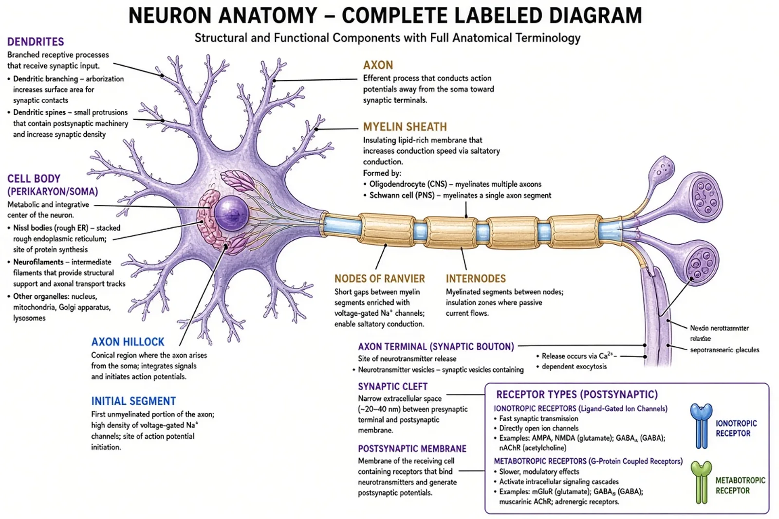 Comprehensive labeled neuron with complete anatomical terminology
